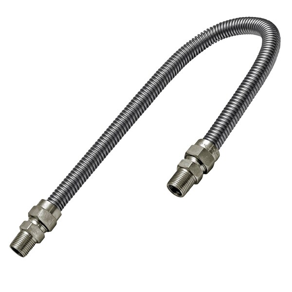 Flextron Gas Line Hose 5/8'' O.D. x 24'' Length with 1/2" MIP Fittings, Stainless Steel Flexible Connector FTGC-SS12-24A - main