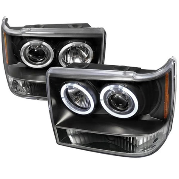 Overtime Halo LED Projector Headlights for 93 to 98 Jeep Grand Cherokee, Black - 10 x 19 x 22 in. OV2654185 - main