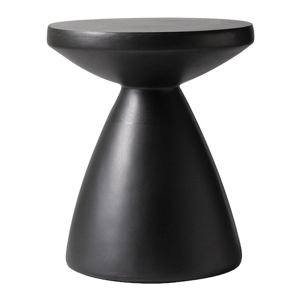 Leisuremod Dune 17 in Round Fiberstone Side Table, Pedestal Base, Weatherproof, Fully Assembled DST17BL - main