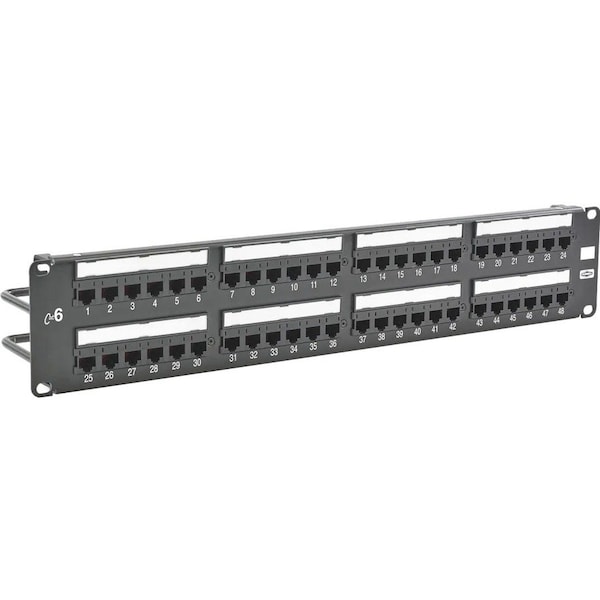 Hubbell Premise Wiring Patch Panel, 3.46in.H, 6 Category, Steel HP648 - main