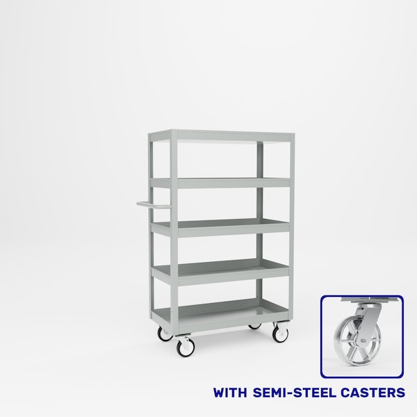 Pucel Five Shelf Heavy Duty Stock Cart, 18 in W x 36 in D x 58 3/4 in H, Black L-1836-S - main