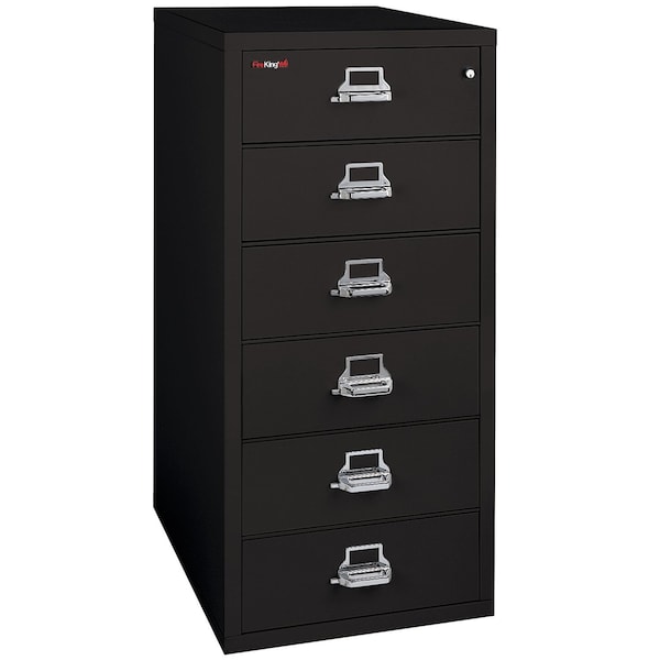 Fireking 25-5/16" W 6 Drawer Card Check Note File Cabinet, Black 6-2552-CBL - main