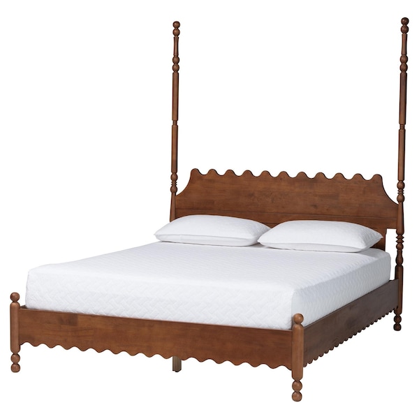 Baxton Studio Hoffman Platform Bed - Bed Frame with Scalloped Design and Turned Posts, Walnut Brown, King 272-14824-ZORO - main