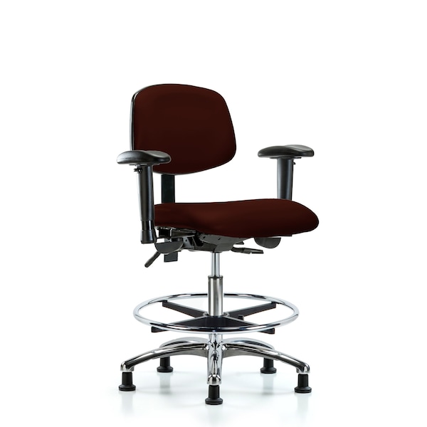 Blue Ridge Ergonomics Medium Bench Chair Chair, Vin, Med Ben, CF Gld, Burg, Adjustable Arms, 22" to 29" Height, Vinyl BR-VMBCH-CR-T1-A1-CF-RG-8569 - main