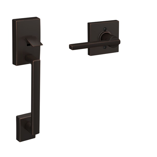 Schlage Residential Century with Latitude Lever with Collins Rose Bottom Half Handleset with 16080 Latch and 10063 FE285CEN716LATCOL - main