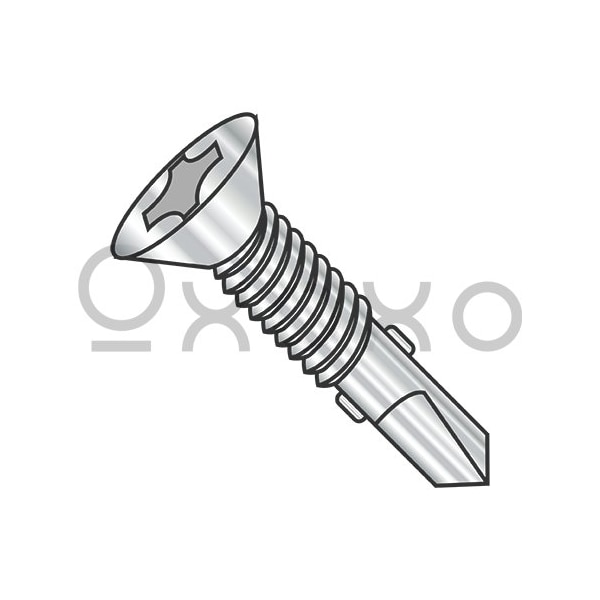 Oxoxo 12-24X2 1/2 Phillips Flat Self Drill Screw #4 Point w/Wings Full Thread 410 Stainless Steel, 500PK 476197 - main
