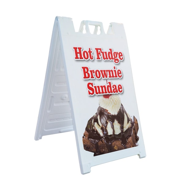 Signmission Hot Fudge Brownie Sundae, A-Frame & 2 Decals Installed, Heavy-Duty Plastic Frame SBHD-D-2436-Hot Fudge Brownie Sundae - main