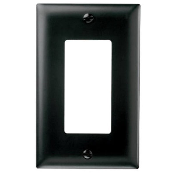 Legrand TradeMaster TP Wallplate, 4.687 in L, 2.937 in W, 1 -Gang, Nylon, Black, Matte TP26BKCC15 - main