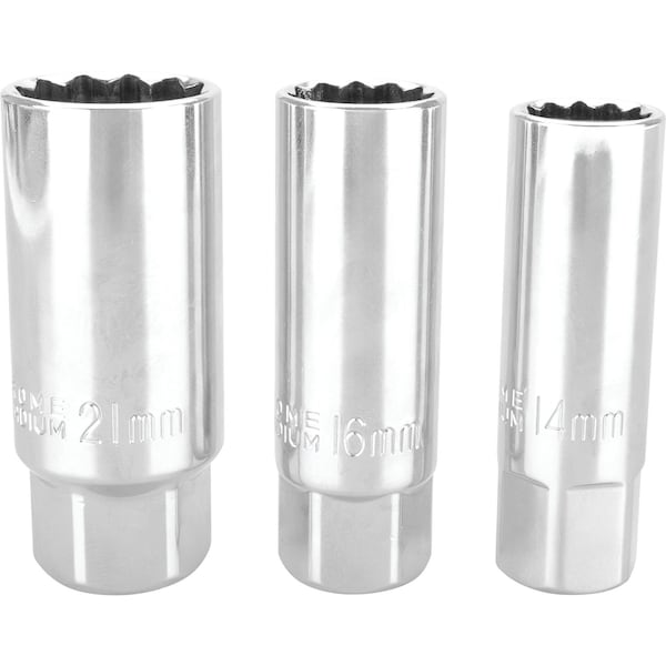 Performance Tool 3 pc. Spark Plug Socket Set, 3/8 in. Dr., 14mm, 16mm, 21mm W38174 - main