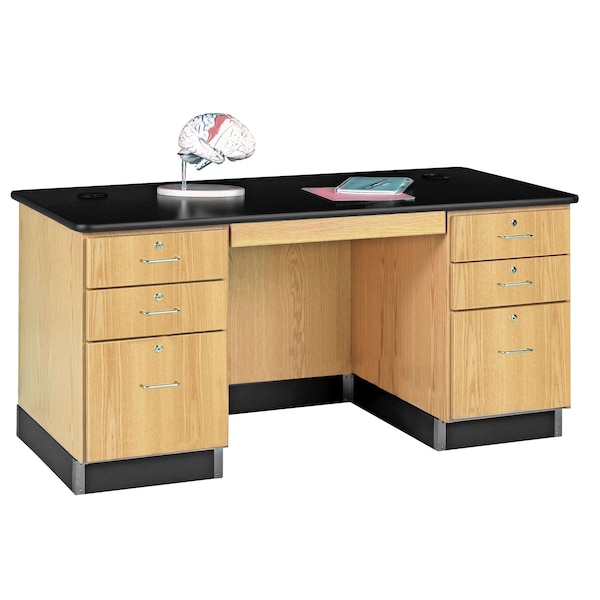 Diversified Spaces Teachers Desk Desk, Teacher, 60" x 30" x 30", 30" D X 30" H, 60" W X Red Oak 1131K - main