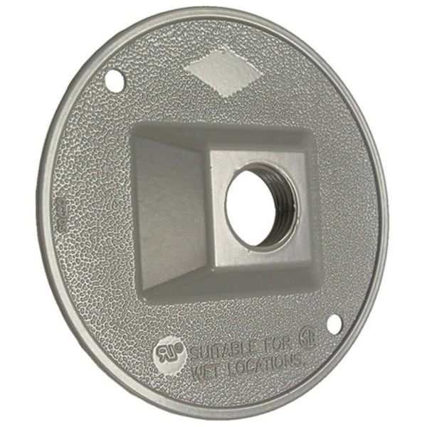 Hubbell Cluster Cover, 4-1/8 in Dia, 4-1/8 in W, Round, Zinc, Gray, Powder-Coated 5193-5 - main