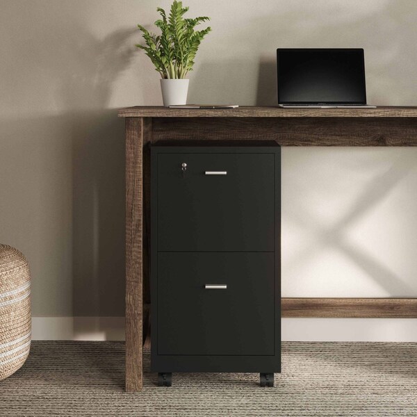 Lavish Home File Cabinet 2-Drawer Cabinet with Lock and Deep Drawer Storage Rolling Filing Organizer, Black 80-FC-3-BLK - main