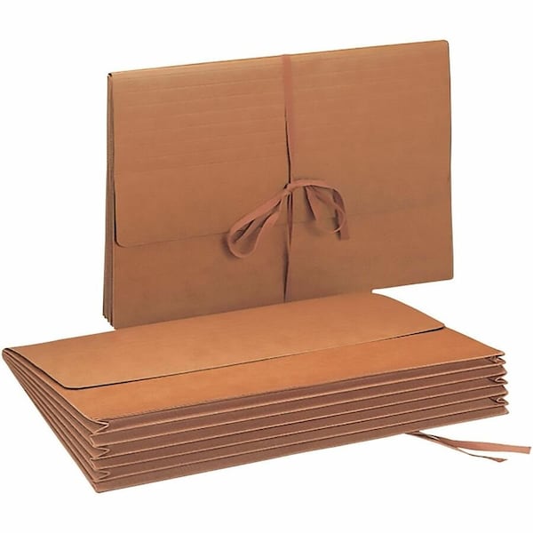 Smead Wallet, 514 Expansion, Flap with Cloth Tie Closure, Legal Size, Redrope, Red Fiber SMD71075 - main
