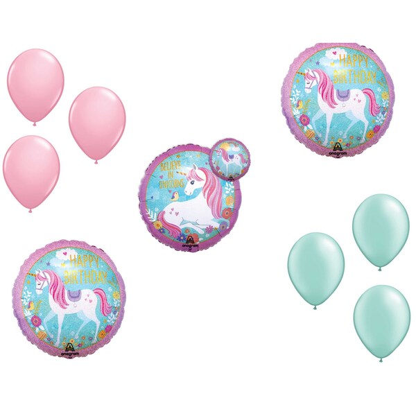 Loonballoon Unicron Theme Balloon Set, 18 inch HOLOGRAPHIC MAGICAL UNICORN Balloons and 6x latex balllons 86115 - main