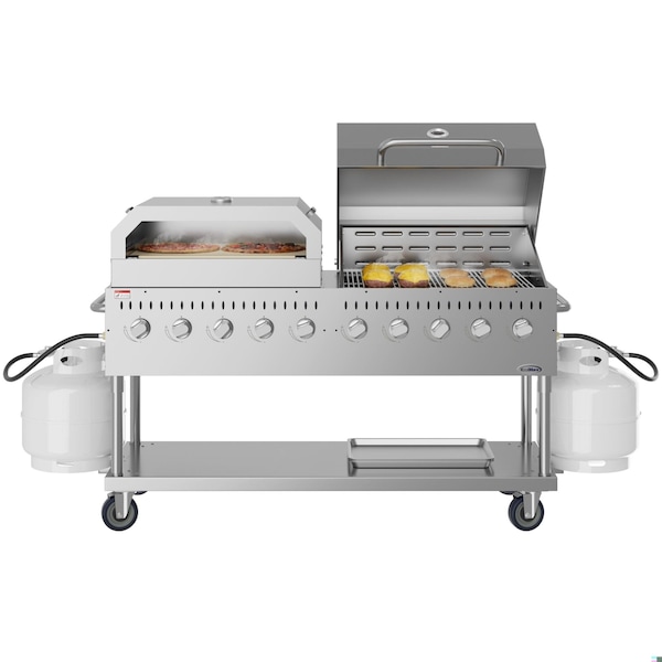 Koolmore 72 in. Commercial Outdoor Propane Gas Grill with 36 in. Roll Dome Cover and 36 in. Pizza Oven CGKIT7-D36P36 - main