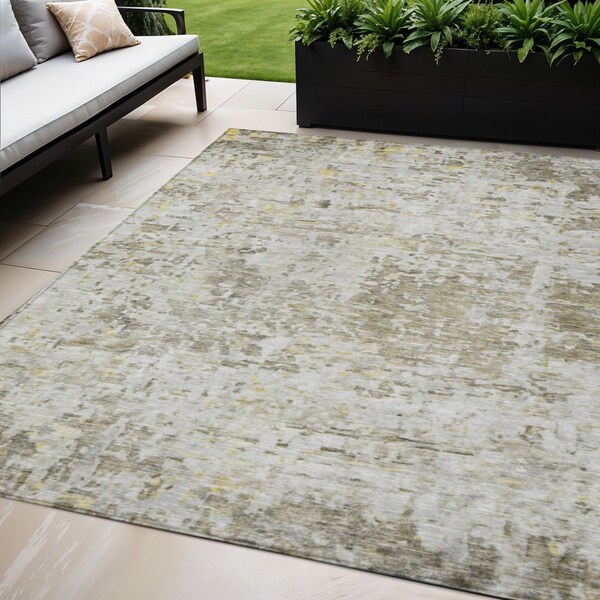 Homeroots 5' X 8' Taupe Light Yellow And Ivory Abstract Washable Indoor Outdoor Area Rug 604560 - main