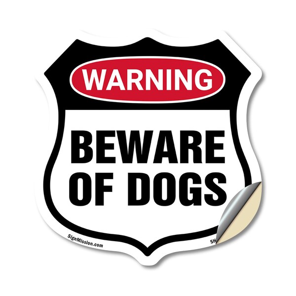 Signmission Dog Warning Shield Sign Beware Of Dogs, 18 Inch X 18 Inch, Vinyl Decal SHI-D-18-376 - main