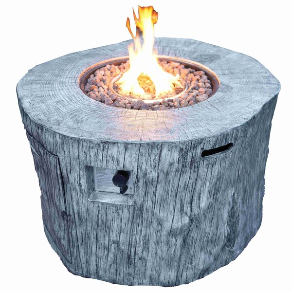 Homeroots 50000 BTU 40in Gray Aluminum Natural Gas Round Fire Pit Table With Cover 535189 - main