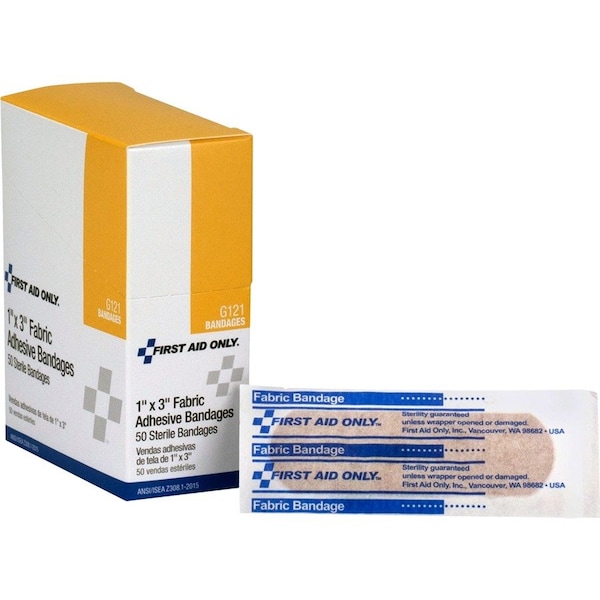 First Aid Only 1x3 Fabric Bandages, White, 50PK FAOG121 - main
