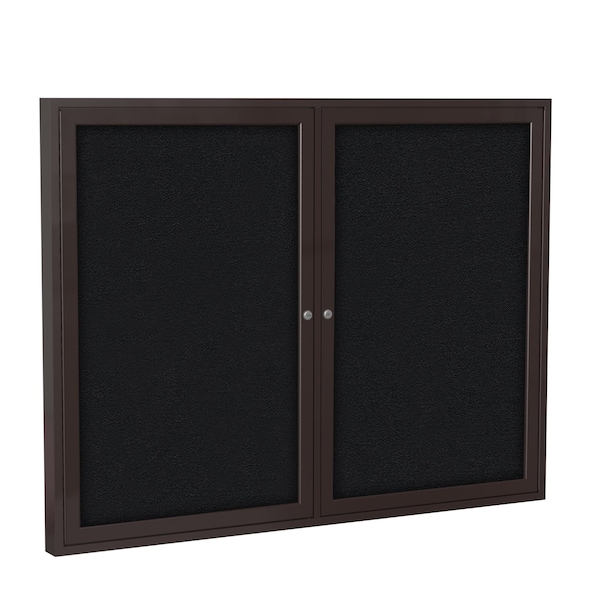 Ghent 2 Door Enclosed Fabric Bulletin Board, Bronze Aluminum Frame, 3'H x 4'W, Black PB23648F-95 - main