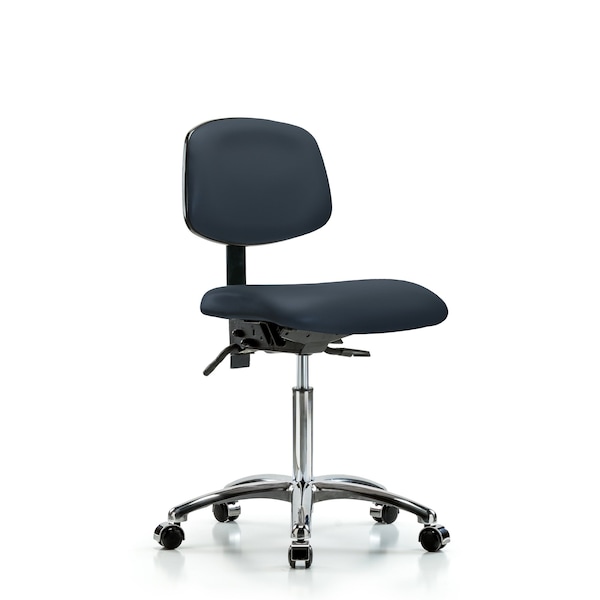 Blue Ridge Ergonomics Chair, Vin, Med Bench, Chr Tilt Casters, Nav, No Arms, 22" to 29" Height, Imperial Blue BR-VMBCH-CR-T1-A0-NF-CC-8582 - main