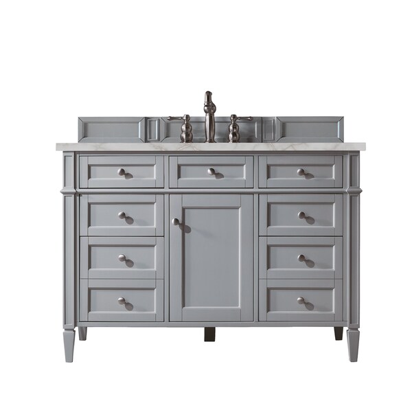 James Martin Vanities Brittany 48in Single Vanity, Urban Gray w/ 3 CM Victorian Silver Silestone Top 650-V48-UGR-FVSL - main