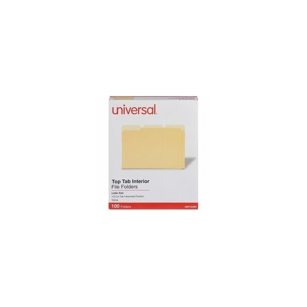 Universal File Folder 9-3/8" x 11-3/4", 1/3-Cut Tab, Yellow, 100PK UNV12304 - main