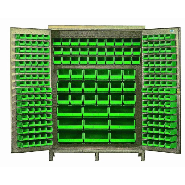 Quantum Storage Systems STORAGE BEIGE CABINET W/84 GREEN BINS QSC-BG-72S-84GN - main