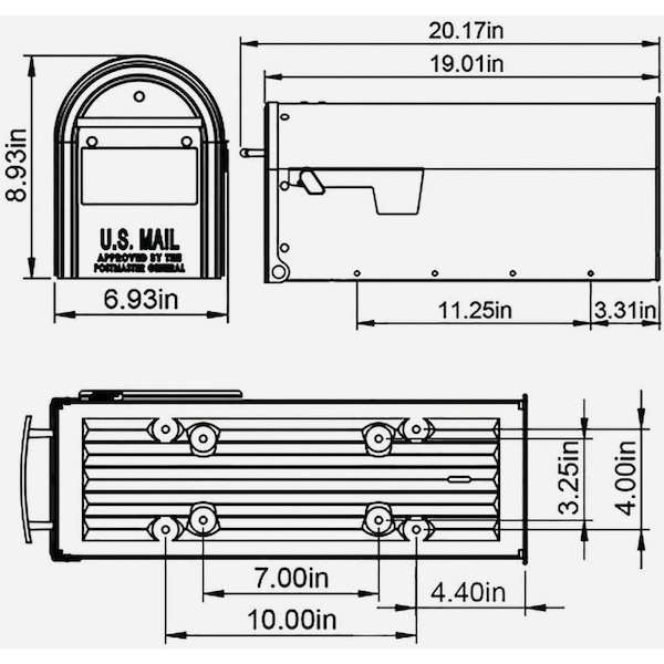 Gibraltar Franklin Venetian Bronze Steel Rural Post Mount Mailbox FM11BZAM - main