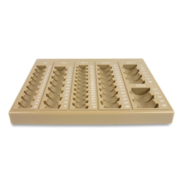 Amistad 6-Denomination Plastic Self Counting Loose Coin Tray, Tan AM2489902 - main