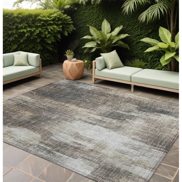 Homeroots 8' X 10' Taupe And Gray Abstract Washable Indoor Outdoor Area Rug 563616 - main