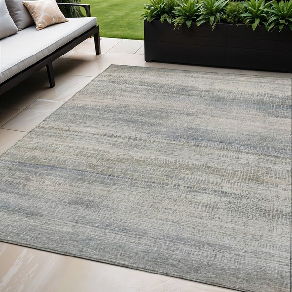 Homeroots 5' X 8' Linen And Beige Abstract Washable Indoor Outdoor Area Rug 631114 - main