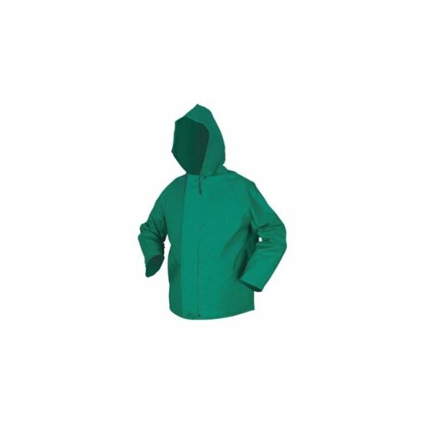 Mcr Safety 388JH Dominator Hooded Rain Jacket, 0.42 mm, PVC/Hi-tensile Poly/PVC, Green, Large 611-388JHL - main