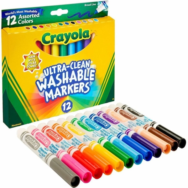 Crayola Assorted, Orange, Yellow, Green, Blue, Violet, Brown, Black, Gray, Flamingo Pink, Sandy Tan Markers 58-7812 - main