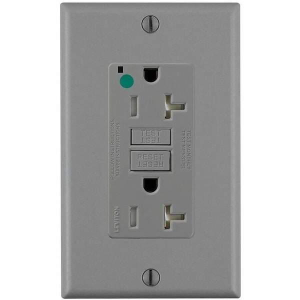 Leviton Self-Test GFCI Receptacle, Hospital Grade, 20 Amp, 125 Volt, 5-20R NEMA GFTR2-HGG - main