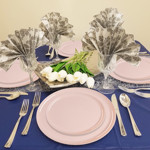 Smarty Had A Party 10 Pink Flat Round Disposable Plastic Dinner Plates 120 Plates, 120PK 830-P-CASE - main
