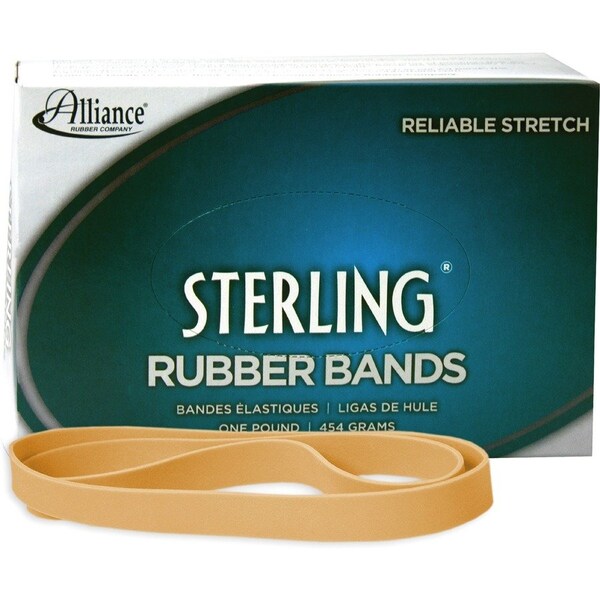 Alliance Rubber Sterling Rubber Bands - Size: #107 - 7in Length x 0.6in Width - Durable, Elastic - Natural Crepe - 25075 - main