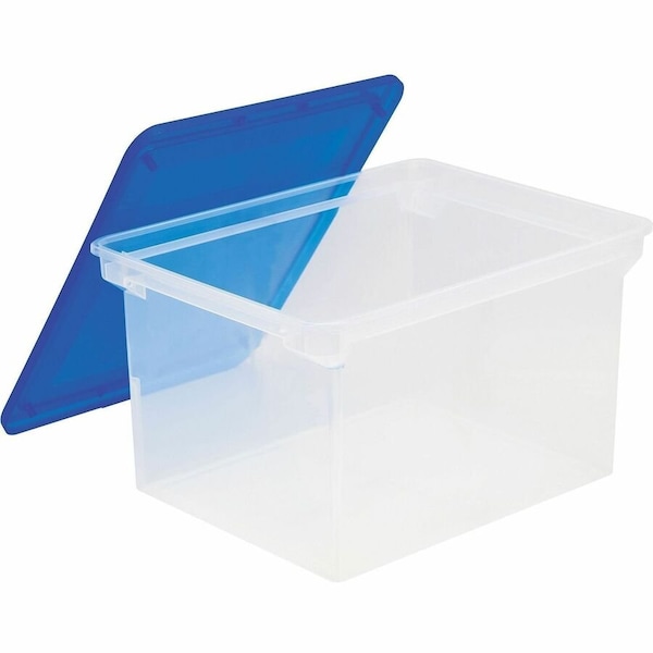 Storex Industries Corporation File Box, Blue/Clear, Plastic STX61508U04C - main