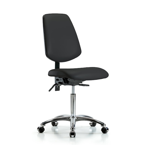 Blue Ridge Ergonomics Bench Chair, Vinyl, Med, Bk, Cast, Blk, No Arms, 22" to 29" Height, Black BR-VMBCH-MB-CR-T1-A0-NF-CC-8540 - main