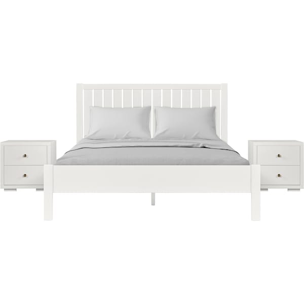 Homeroots Three Piece White Solid Wood Bedroom Set 523670 - main