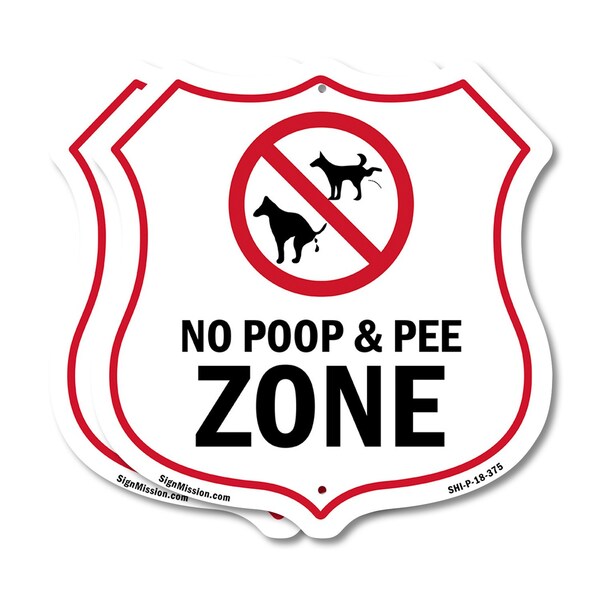 Signmission Dog Poop Shield Sign No Poop & Pee Zone, 18 inch X 18 inch, Plastic Sign, 2PK SHI-P-2PACK-18-375 - main