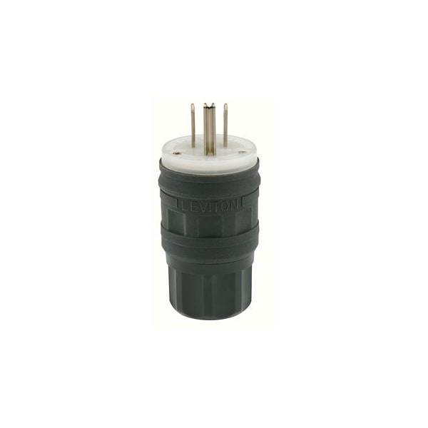Leviton Watertight Locking Plug, L5-15P, 15 A, 125V AC, Single Phase, 2 Pole, Screw Terminals, Black 14W47-B - main