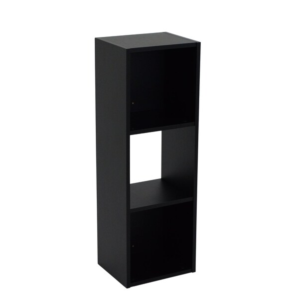Homeroots 35" Black Solid Wood Three Tier Bookcase 489291 - main
