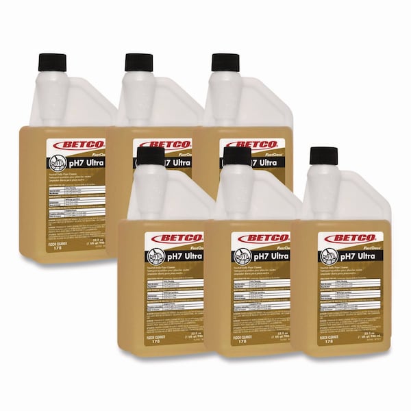 Betco pH7 Ultra Floor Cleaner, Lemon Scent, 32 oz Bottle, 6PK BET 1784800 - main