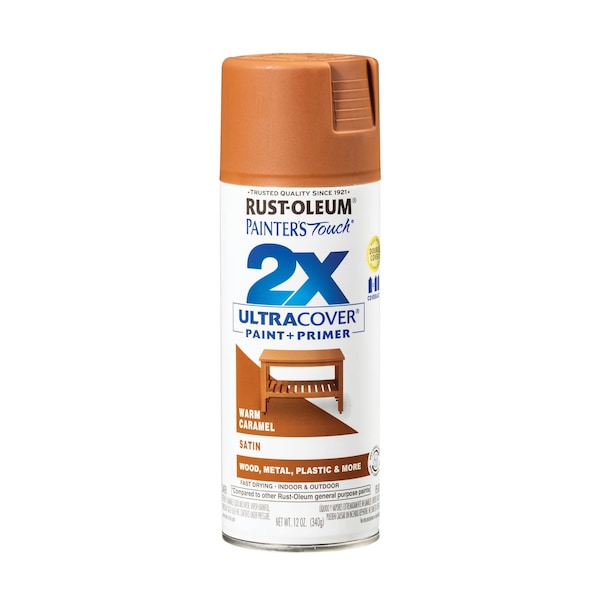 Rust-Oleum Painter's Touch 2X Ultra Cover Spray Paint, Warm Caramel, Satin, Solvent, 12 Oz 334083 - main
