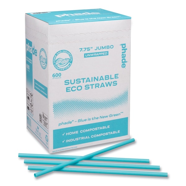Phade Marine Biodegradable Straws, 7.75in., Ocean Blue, 6000PK 511204 - main