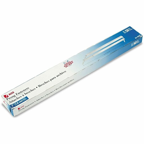Acco Premium Prong Fasteners, 3" Sheet Capacity, 8-1/4" Length Base, Silver, 50/Box 70723 - main