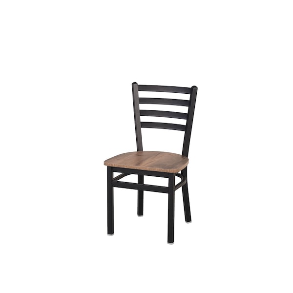 Bfm Seating Lima Ladder Back Chair - Knotty Pine Relic Seat - Steel Frame - Sand Black Finish 2160CKPR-SB - main