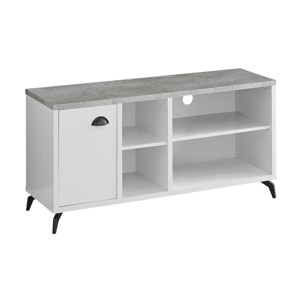 Homeroots 47in Gray And White Wood Enclosed and Open Storage TV Stand 490367 - main