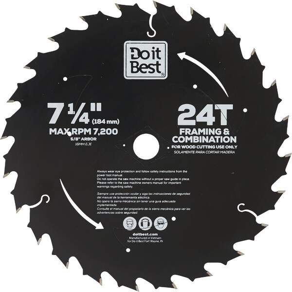 Do It Best 7-1/4'' 24-Tooth Framing & Combination Circular Saw Blade QJDIB-CS-004 - main